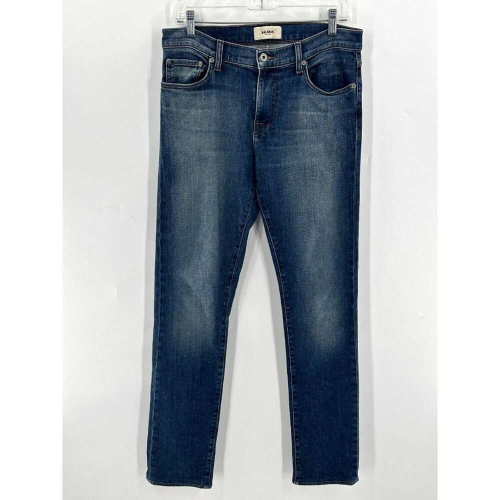 Baldwin The Henley Slim Jeans Mens 30x31 Selvedge Dark Wash‎ Denim Zip Fly